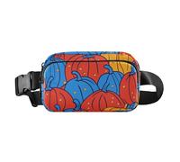 Astratto Zucca Modelli Rosso e Blu Trendy Crossbody Bag Marsupio per piccolo uomo d'affari Resistente all'acqua con Cinghia Regolabile per Viaggi Shopping Running accessori para correr mujer,