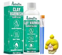 AstraVox 60ml Smalto Per Argilla Essiccata All'Aria Con 2 Pennelli, Vernice Trasparente Lucida Per Prevenire Crepe E Ingiallimento, Per Argilla Da Modellare, Gesso Ceramico