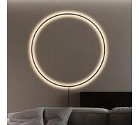 AstrizLamp Applique da Parete Interno LED, 80cm Nero Minimalista Cerchio Lampada da Muro per Soggiorno Dimmerabile USB Plug In Anello Luce Parete Illuminazione Indiretta, per Ufficio, Camera da Letto