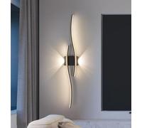 AstrizLamp Applique da Parete LED Interno, Moderna Nero Lampada da Parete soggiorno Linea Lunga Up Down Lampada a Muro Alluminio 3 Colori Dimmerabili per Camera da Letto Soggiorno Corridoio 80cm