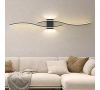 AstrizLamp Applique da Parete LED Interno, Moderna Nero Lampada da Parete soggiorno Linea Lunga Up Down Lampada a Muro Alluminio 3 Colori Dimmerabili per Camera da Letto Soggiorno Corridoio 120cm