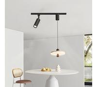 AstrizLamp Lampada a Sospensione Moderna per Isola cucina, Regolabile 150cm, Binario Mobile con Faretto Orientabile, Lampada Pendente Nera per Sala da Pranzo, Soggiorno, Camera da letto (2 luci B)