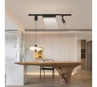 AstrizLamp Lampada a Sospensione Moderna per Isola cucina, Regolabile 150cm, Binario Mobile con Faretto Orientabile, Lampada Pendente Nera per Sala da Pranzo, Soggiorno, Camera da letto (3 luci C)