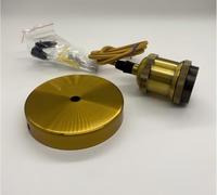 AstrizLamp Sospensione Portalampada E27 Supporto Lampada, Sospensione E27 con Anello a Vite Cavo Tessile Regolabile 100cm Kit Vintage Montaggio a Pendente Lampada (Oro Antico)