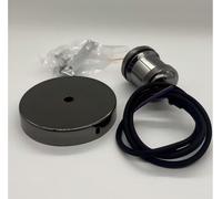 AstrizLamp Sospensione Portalampada E27 Supporto Lampada, Sospensione E27 con Anello a Vite Cavo Tessile Regolabile 100cm Kit Vintage Montaggio a Pendente Lampada (Nero Perla)