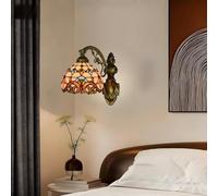 AstrizLamp Tiffany Applique da parete E27 Stile Vittoriano Lampada da parete con Interruttore muro Realizzata mano Vetro Colorato Paralume Marocchina Lampada da parete per Ristorante Salone Hotel (B)