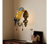 AstrizLamp Tiffany Applique da parete E27 Stile Vittoriano Lampada da parete con Interruttore muro Realizzata mano Vetro Colorato Paralume Marocchina Lampada da parete per Ristorante Salone Hotel (F)