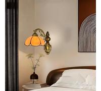 AstrizLamp Tiffany Applique da parete E27 Stile Vittoriano Lampada da parete con Interruttore muro Realizzata mano Vetro Colorato Paralume Marocchina Lampada da parete per Ristorante Salone Hotel (A)