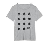 Astro Bot Character Faces Grid Fun Video Game Maglietta, Donna Plus-Size, Grigio Melange, 1X