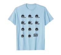Astro Bot Character Faces Grid Fun Video Game Maglietta, Uomo, Celeste, M