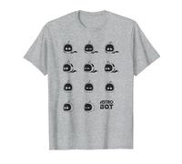 Astro Bot Character Faces Grid Fun Video Game Maglietta, Uomo, Grigio Melange, 4XL