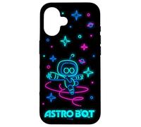 Astro Bot Neon Style Stars and Planets Video Game Custodia per iPhone 16
