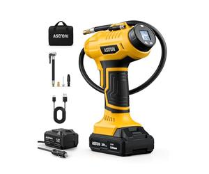 AstroAI 2-in-1 metallo cilindro compressore d'aria 20 V batteria e 12 V auto alimentazione portatile senza fili compressore elettrico 160 PSI pompa d'aria digitale per auto moto