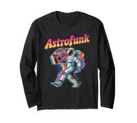 Astrofunk Groovy Astronauta con Boombox Divertente musica retrò Maglia a Manica