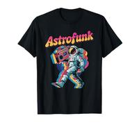 Astrofunk Groovy Astronauta con Boombox Divertente musica retrò Maglietta