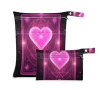 Astrologia dei tarocchi bohémien rosa San Valentino amore borse lavabili per bambini confezione da 2 borse bagnate per costume da bagno con manico per viaggi, pannolini per bambini