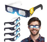 Astromania Confezione da 5 occhiali per eclissi solari, affidabili per la visione diretta dell'eclissi solare, certificati ISO 12312-2 e CE, gli accessori telescopici forniscono una protezione ideale