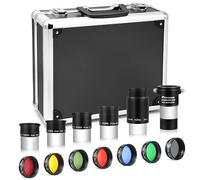 Astromania Kit di accessori per telescopio da 14 pezzi, oculare e filtro da 3,2 cm, versione Deluxe, set di 5 oculari Plossl, 6 filtri colorati, filtro lunare, 2 lenti di Barlow e custodia per il