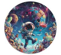 Astronaut 1000 Pieces Round Puzzles for Adults Planet Jigsaw Pretty Impossible Hard Difficult Challenging 1000pcs (67.5x67.5cm)