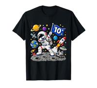 Astronaut 10th Birthday Boy 10 Years Old Space Galaxy Party Maglietta