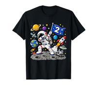 Astronaut 2nd Birthday Boy 2 Years Old Space Galaxy Party Maglietta