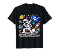 Astronaut 4th Birthday Boy 4 Years Old Space Galaxy Party Maglietta