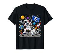 Astronaut 5th Birthday Boy 5 Years Old Space Galaxy Party Maglietta