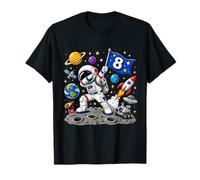 Astronaut 8th Birthday Boy 8 Years Old Space Galaxy Party Maglietta