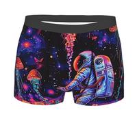 Astronaut Alien Ship Space Rainbow Jellyfish And Flowers Boxer Uomo Mutande Elasticizzati Uomo Pantaloncini Boxer Traspirante Intimo Maschile per Uomini L'Uso Quotidiano S