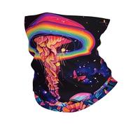 Astronaut Alien Ship Space Rainbow Jellyfish And Flowers Donna Uomo Collo Ghetta Protezione Solare Fascia Collo Leggero Passamontagna Tubolare per Sport Ciclismo Escursionismo Estivo