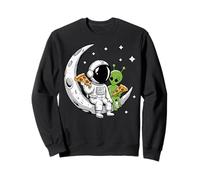 Astronaut And Alien Eating Pizza On The Moon Felpa