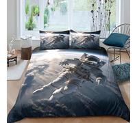 Astronaut floatingSet Di Copripiumino ultra microfibra 3 Pezzi stampa di 3D cerniera nascosta Space exploration copripiumino con federa soffice ultra morbido e traspirante for bambini King（220x240cm）