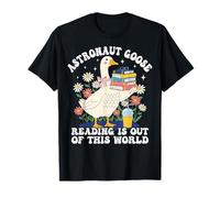 Astronaut Goose Reading Is out of This World Goose Teacher Maglietta