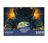 Astronaut Holding Earth Durable Interlocking Pieces Fun Hobby for Spare Time, Evenings, Weekends And Holiday Breaks 38x26cm/1000pcs