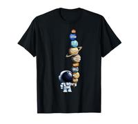 Astronaut Holding Planet Ice-Cream Funny Solar System STEM Maglietta