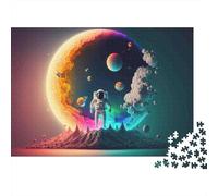 Astronaut in Space Fantasy 100% Recycled Cardboard Cosmic Eclipse 1000 Piece Puzzle for Adults The Impossible Challenge 52x38cm/1000pcs