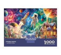 Astronaut in Starry Town 1000 Pezzi Bundle Puzzle Sci-Fi Illustration Puzzle Cartone Extra Spesso - Preferito Dai Collezionisti, Relax Mentale, Pause Ufficio, Viaggio E Regali Festivi 70x50cm/1000pcs
