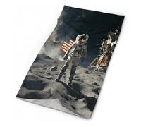 Astronaut Landing On The Moon Printed 26X30Cm Elastico Protezione del Viso Lavabile Fascia per Capelli per Yoga Donna Escursionismo