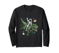 Astronaut On Dino Trex Space Rocker Ragazzi Bambini Bambino Bambino Maglia a Manica