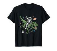 Astronaut On Dino Trex Space Rocker Ragazzi Bambini Bambino Bambino Maglietta