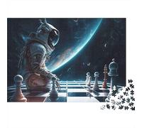 Astronaut Playing Chess 100% Recycled Cardboard Space Chess 1000 Piece Puzzle for Adults The Impossible Challenge 38x26cm/1000pcs