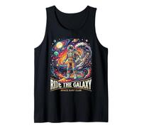 Astronaut Riding The Galaxy Retro Space Surf Graphic Canotta