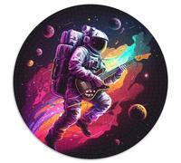 Astronaut spielt Gitarre, 1000-teiliges Puzzle für Erwachsene, rund, aus Pappe, für Teenager und Familienspaß, perfektes Weihnachtsgeschenk, 1000 Teile (67,5x67,5cm)