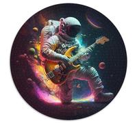 Astronaut spielt Gitarre, 1000-teiliges Puzzle, runde Papierpuzzles, Kunstwerk-Dekor, Intelligenzspielzeug für Familien-Indoor-Spiele, 1000 Teile (67,5x67,5cm)