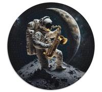 Astronaut spielt Saxophon, 1000-Teile-Puzzle für Erwachsene, rund, aus Pappe, für Teenager und Familienspaß, perfektes Weihnachtsgeschenk, 1000 Teile (67,5x67,5cm)
