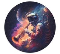 Astronaut spielt Saxophon, 1000-teiliges Puzzle, runde Papierpuzzles, Kunstwerk-Dekor, Intelligenzspielzeug für Familien-Indoor-Spiele, 1000 Teile (67,5x67,5cm)
