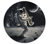 Astronaut spielt Saxophon, 1000-teiliges Puzzle, runde Puzzles, geeignet für Geburtstage, Halloween, Thanksgiving, Ostern, 1000 Teile (67,5x67,5cm)
