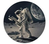 Astronaut spielt Saxophon, Puzzle 1000 Teile für Erwachsene, rundes Puzzle für Teenager, interaktives Familienspiel, herausforderndes Geschenk, 1000 Teile (67,5x67,5cm)