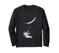 Astronaut Swinging dalla Luna Divertimento Spazio Meme Maglia a Manica