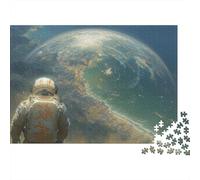 Astronaut Viewing Earth 1000 Pezzi Puzzle Astronauta Osserva la Terra in Cartone Riciclato Antistress Decorazione Murale e Regalo Regalo Anniversario 70x50cm